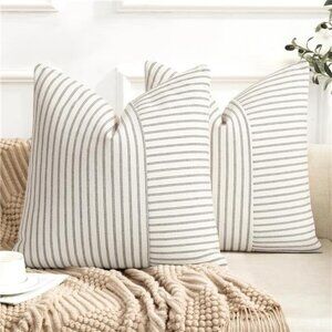Farmhouse Pillow Covers 18x18, Modern Accent Square Throw Pillow Covers Set
